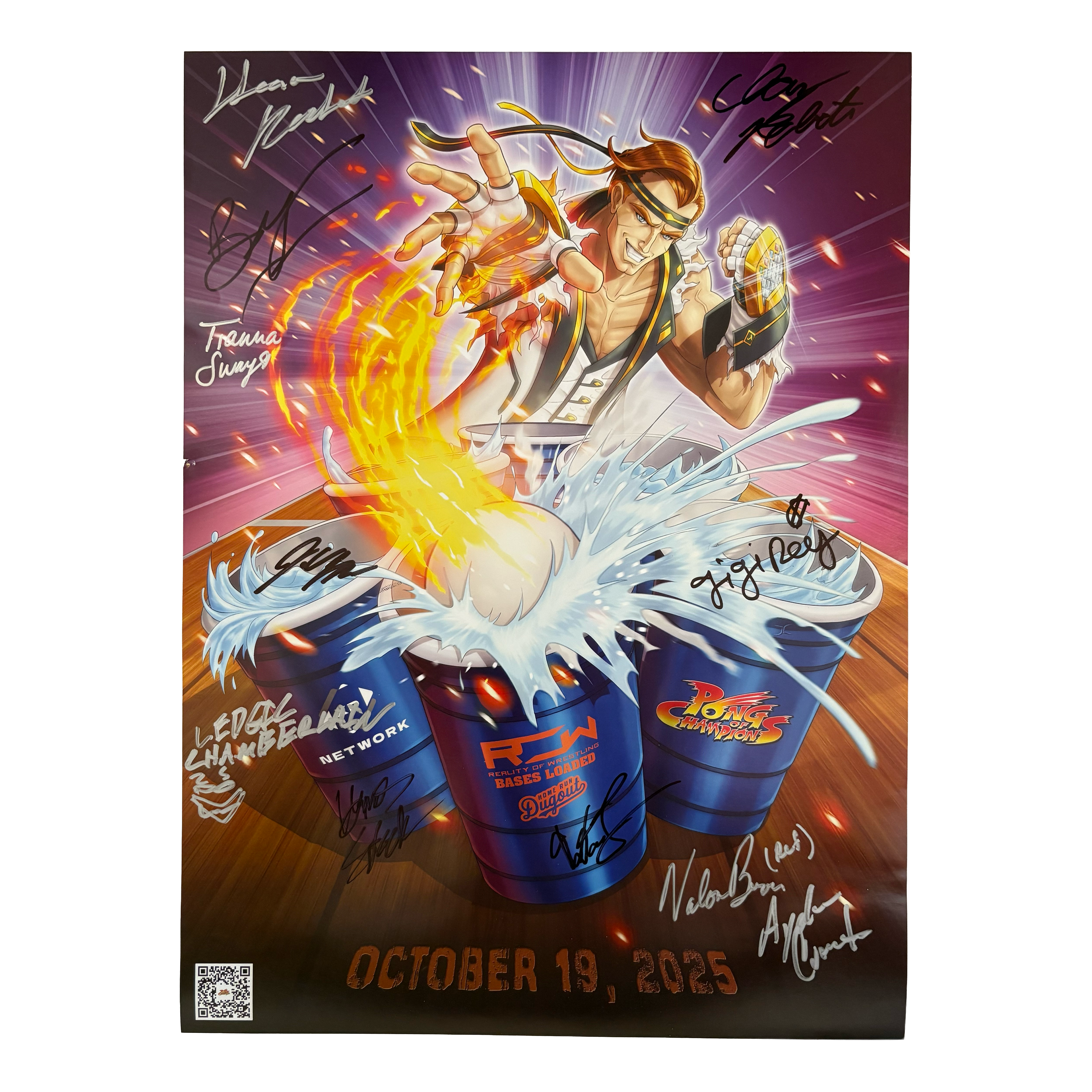 Autographed ROW Bases Loaded x XP Network 11x17 Medium Poster 3/5