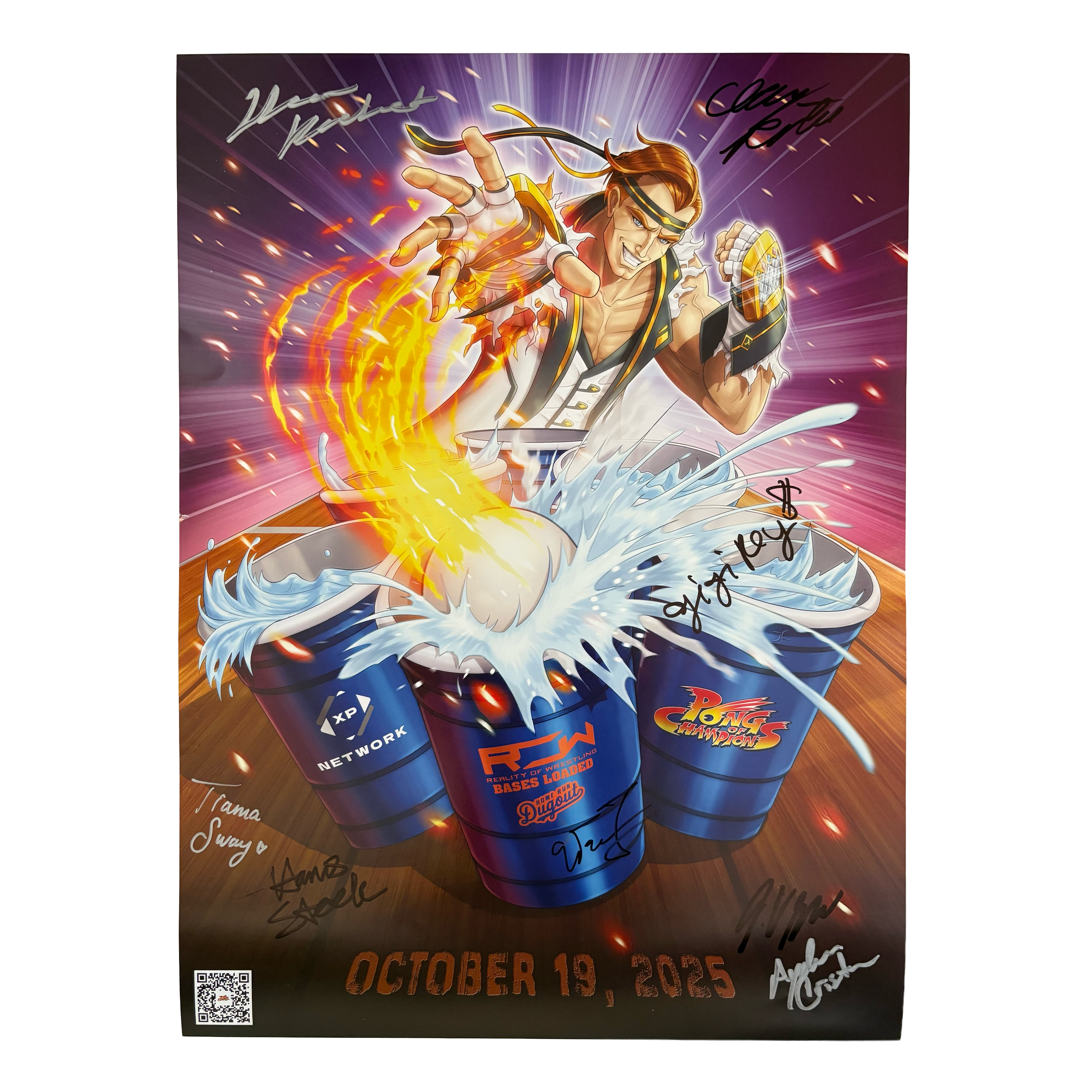 Autographed ROW Bases Loaded x XP Network 11x17 Medium Poster 4/5