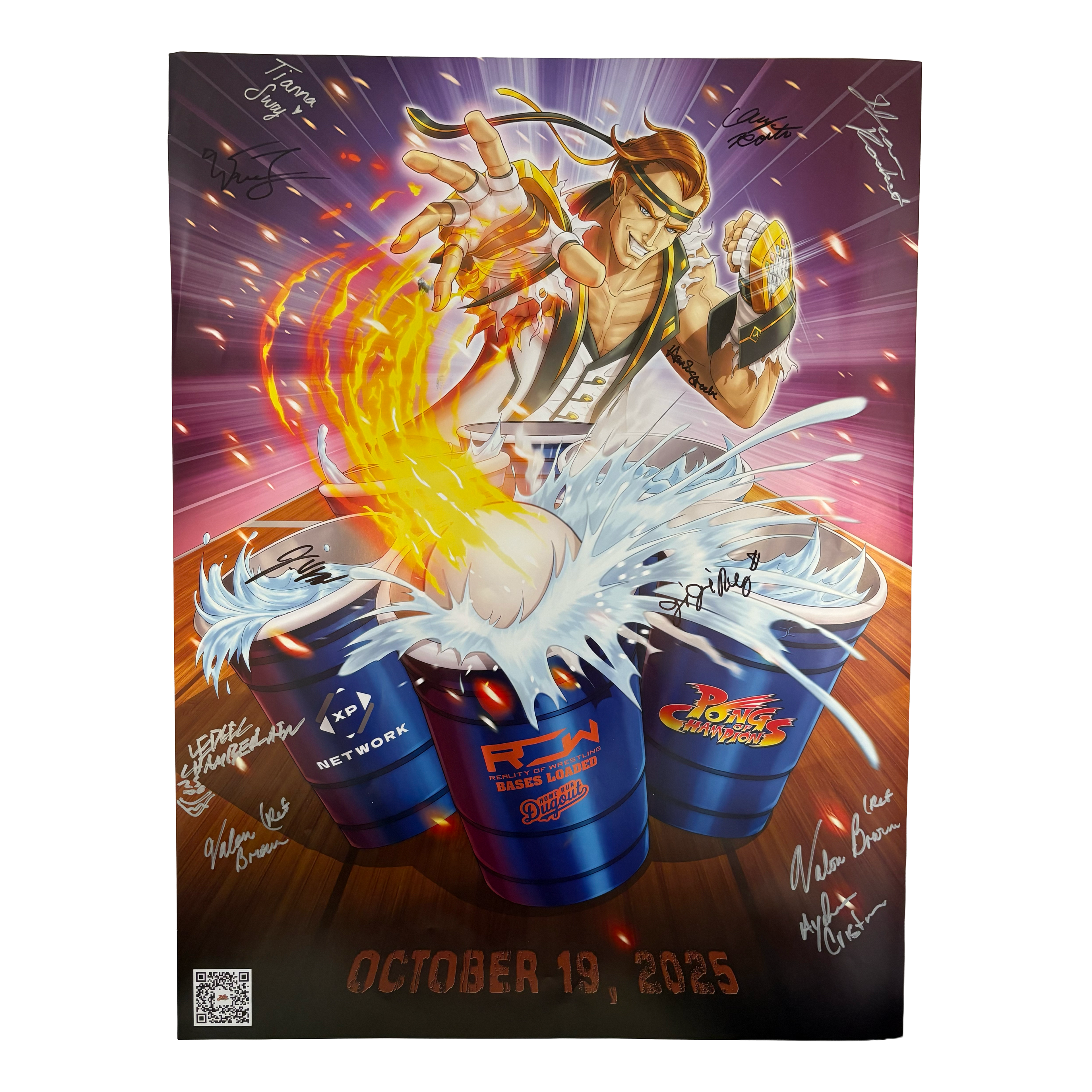 Autographed ROW Bases Loaded x XP Network 18x24 Large Poster 1/2