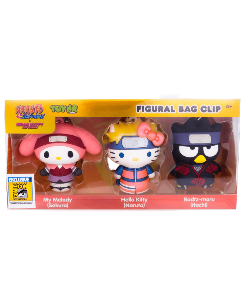SDCC 2022 Exclusive - Hello Kitty x Naruto 3D Foam Figural Bag Clip 3-Piece Set
